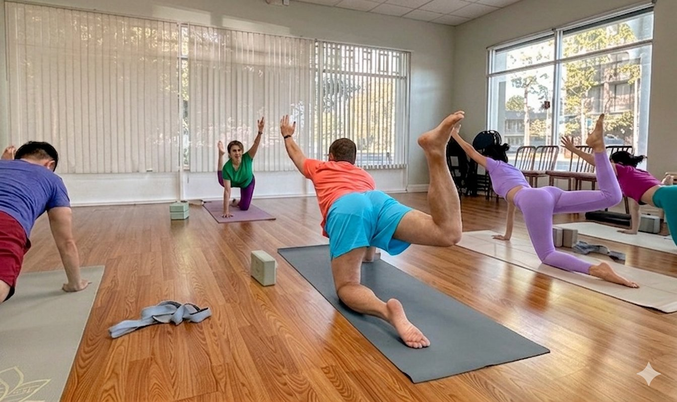 Azadeh teaching group yoga class